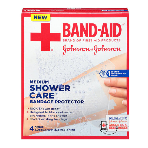 Johnson and Johnson Band Aid Shower Care Bandage Protector, Medium - 4 ea